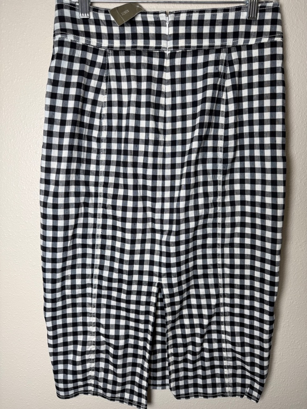 J Crew No 2 Linen Stretch Gingham Check Pencil Skirt 6 Black White Classic NEW - Picture 11 of 17